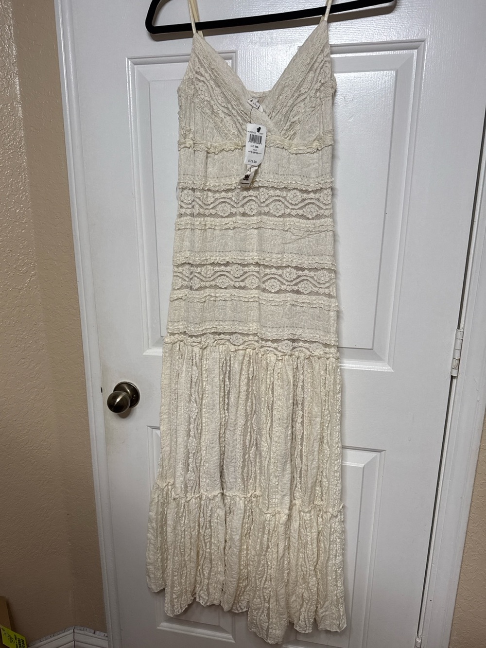 NWT Willow & Clay Ivory Lace Boho Maxi Dress Small